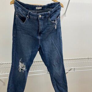 Good American Distressed Skinny Jeans Plus Size 18 | High Rise Medium Wash Denim